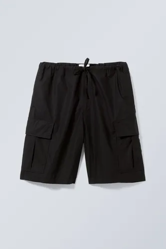 Parachute Loose Cargo Shorts - Black