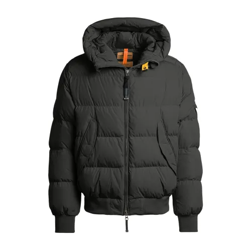 Parajumpers , Black Coats with Adjustable Hood and Iconic Details ,Black male, Sizes: