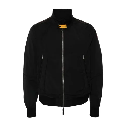 Parajumpers , Black Ripstop Coats with Logo Patch ,Black male, Sizes: