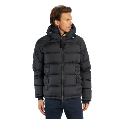 Parajumpers , Blue Down Jacket with Hood and Zip Closure ,Blue male, Sizes: