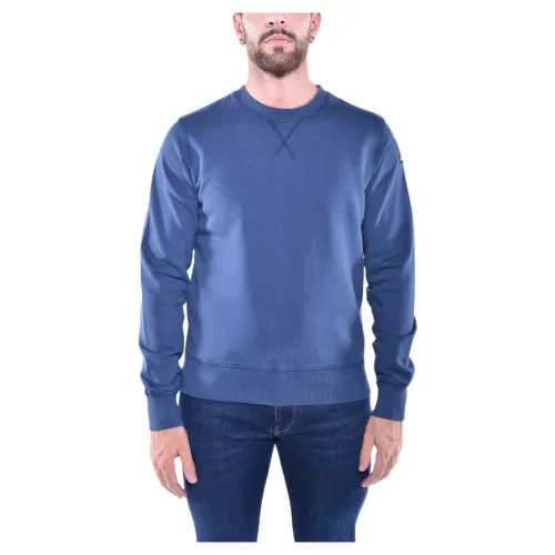 Parajumpers , Iconic Patch Crewneck Sweater ,Blue male, Sizes: