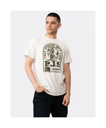 Parajumpers Mens Nate Tee Printed Logo White T-Shirt - Off-White