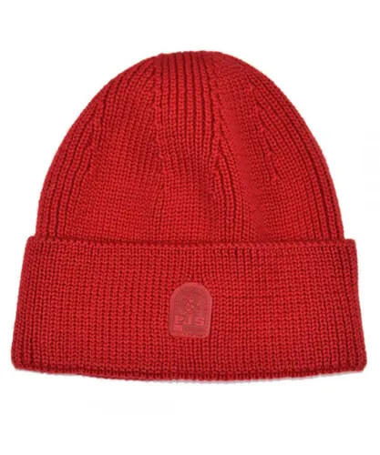 Parajumpers Mens Plain Beanie Red Wool - One