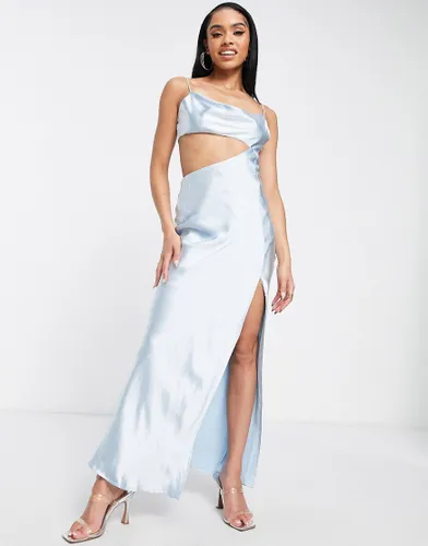 Parallel Lines side cut out satin maxi dress In blue