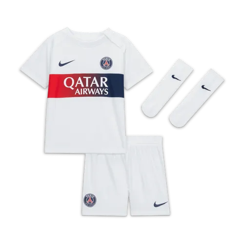 Paris Saint-Germain 2023/24 Away Baby/Toddler Nike Dri-FIT 3-Piece Kit - White - Polyester