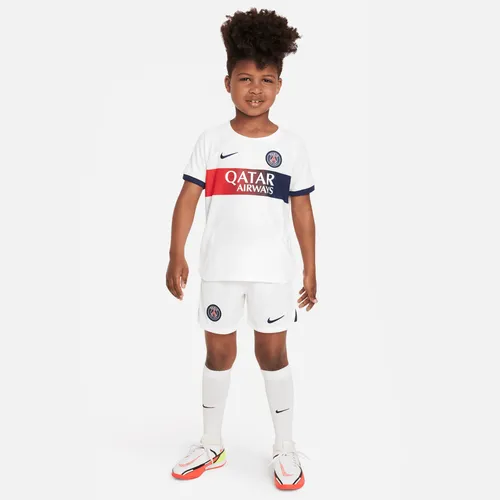 Paris Saint-Germain 2023/24 Away Younger Kids' Nike Dri-FIT 3-Piece Kit - White - Polyester