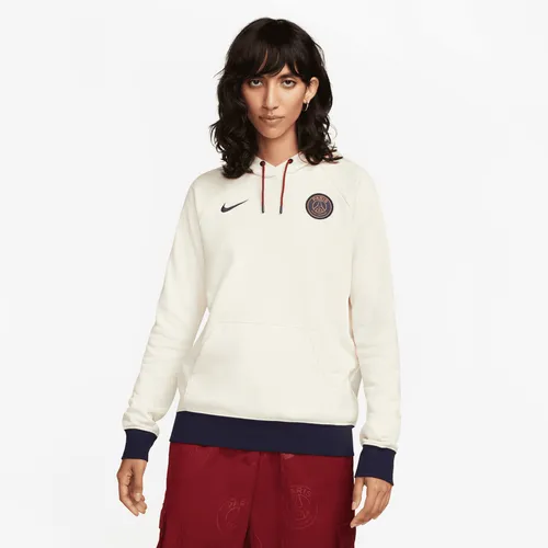 Paris Saint-Germain Essential Women's Nike Football Fleece Pullover Hoodie - White - Cotton