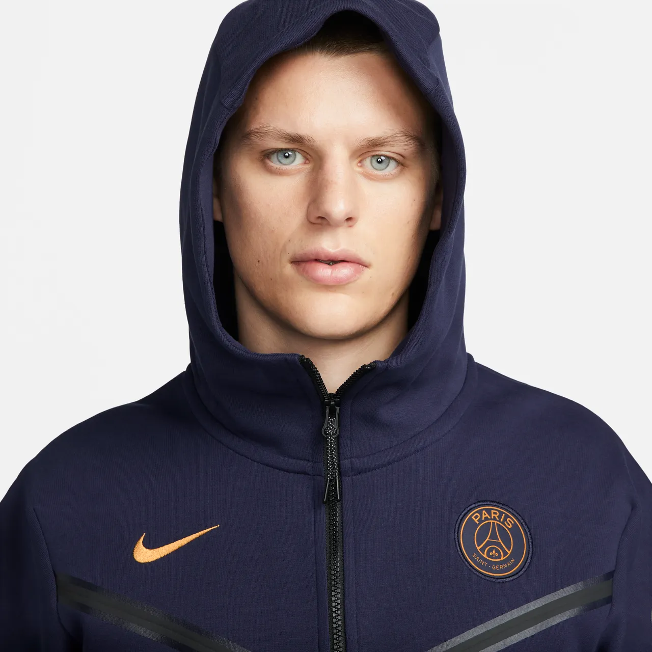 Paris Saint-Germain Tech Fleece Windrunner Men's Nike Full-Zip Hoodie - Blue - Cotton