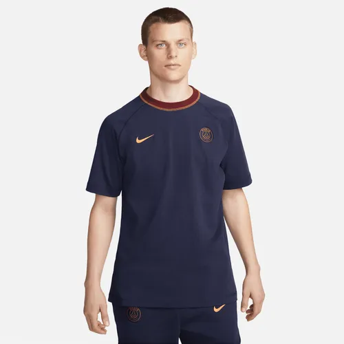 Paris Saint-Germain Travel Men's Nike Short-Sleeve Football Top - Blue - Cotton
