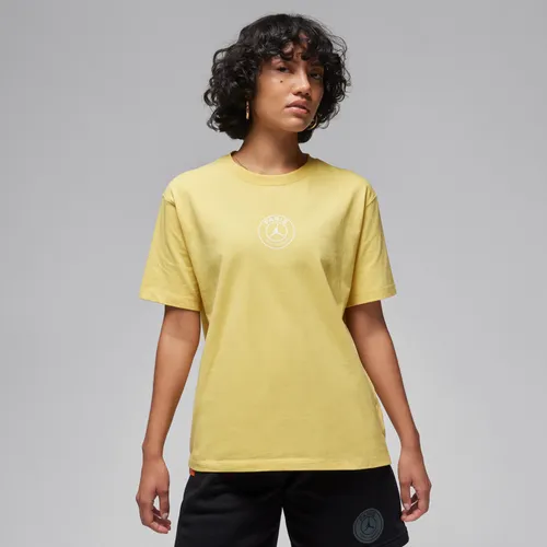 Paris Saint-Germain Women's Jordan Football Graphic T-Shirt - Yellow - Cotton