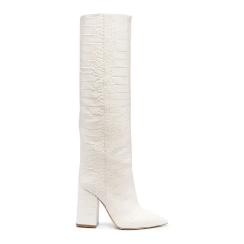 Paris Texas , Anja Crocodile White Leather Boots ,White female, Sizes: