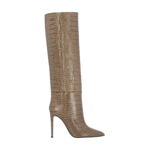 Paris Texas , Beige Leather Heeled Boots with Cocco Pattern ,Beige female, Sizes: