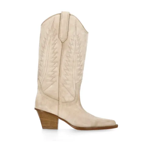 Paris Texas , Beige Suede Leather Arrow Toe Boots ,Beige female, Sizes: