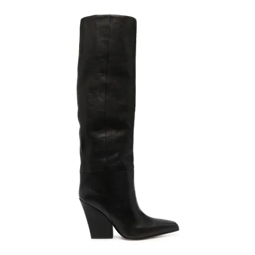 Paris Texas , Black Calf Leather Knee-High Boots ,Black female, Sizes: