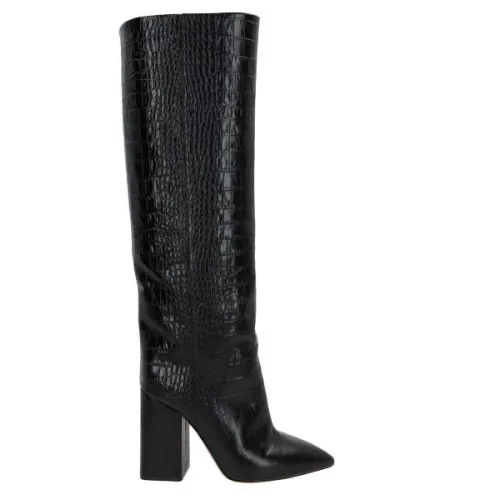 Paris Texas , Black Crocodile Print Leather Boots ,Black female, Sizes: