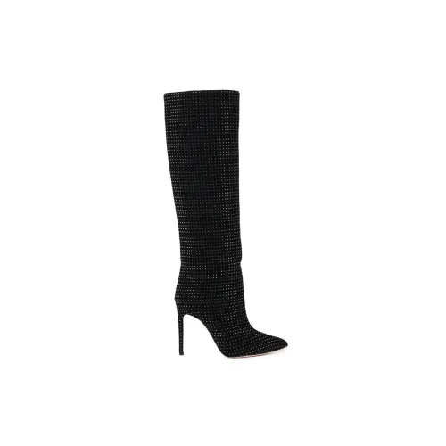 Paris Texas , Black Crystal Pointed Knee-High Boots ,Black female, Sizes: