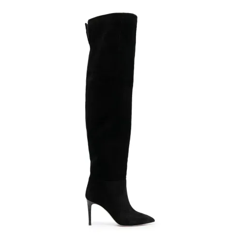 Paris Texas , Black Suede Thigh-High Stiletto Boots ,Black female, Sizes: