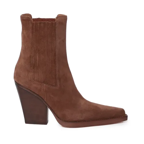Paris Texas , Brown Suede Boots with Wide Heel ,Brown female, Sizes: