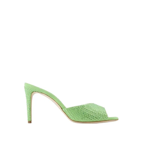 Paris Texas , Green Crystal/Suede Stiletto Mules ,Green female, Sizes: