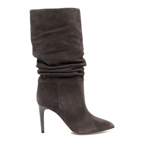 Paris Texas , Grey Calf Suede Heeled Boots ,Gray female, Sizes: