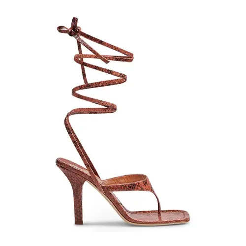 Paris Texas , Lace Up Sandals with Iris Design ,Brown female, Sizes: