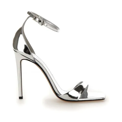 Paris Texas , Silver Mirrored Leather Sandals ,Gray female, Sizes: