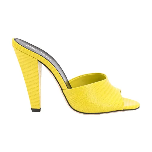 Paris Texas , Yellow Leather Heeled Mules Ss23 ,Yellow female, Sizes: