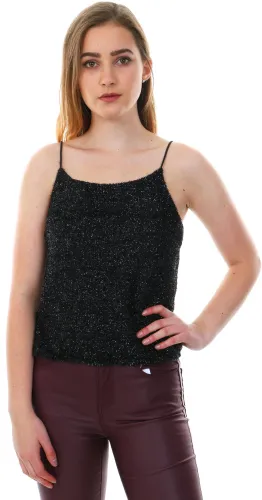Parisian Black Embellished Fitted Cami Top
