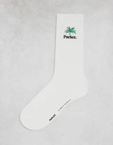 Parlez embroidered logo sock in white