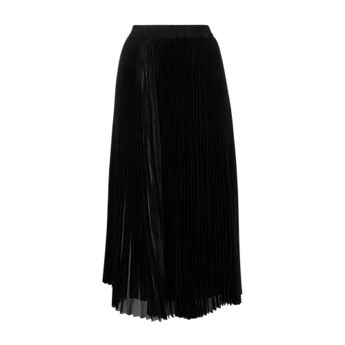 P.a.r.o.s.h. , Black High-Waisted Pleated Midi Skirt ,Black female, Sizes: