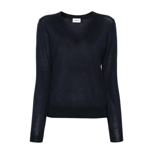 P.a.r.o.s.h. , Blue Wool-Silk Blend V-Neck Sweater ,Blue female, Sizes: