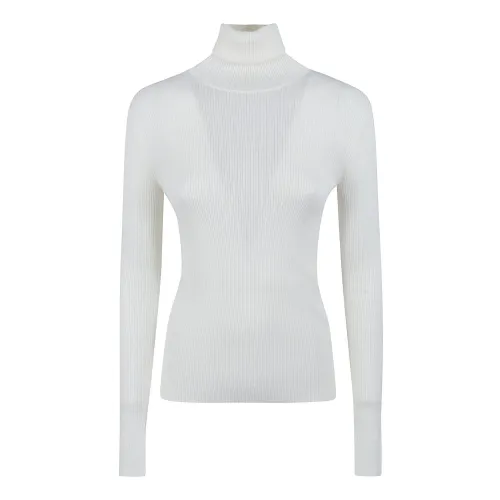 P.a.r.o.s.h. , Cream Ribbed Sweatshirt with Wool Detailing ,White female, Sizes: