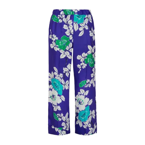 P.a.r.o.s.h. , Floral Print Wide Leg Trousers ,Blue female, Sizes: