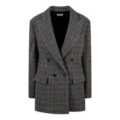 P.a.r.o.s.h. , Houndstooth Double-Breasted Blazer ,Blue female, Sizes: