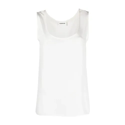 P.a.r.o.s.h. , Silk U-Neck Sleeveless Shirt ,White female, Sizes: