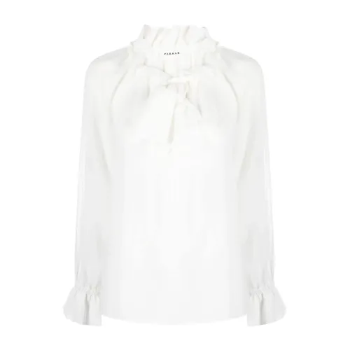 P.a.r.o.s.h. , White Ruffled Shirt with Neck Tie ,White female, Sizes: