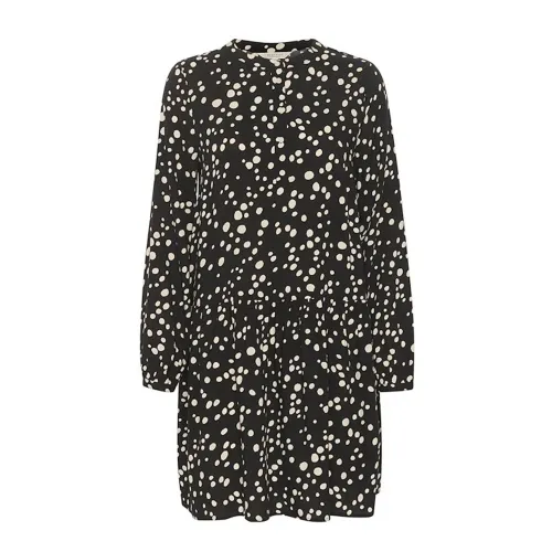 Part Two , Black Dot Print Dress with Puffed Sleeves ,Black female, Sizes: