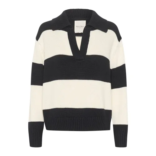 Part Two , Dark Navy Bold Stripe Knit Sweater ,Multicolor female, Sizes: