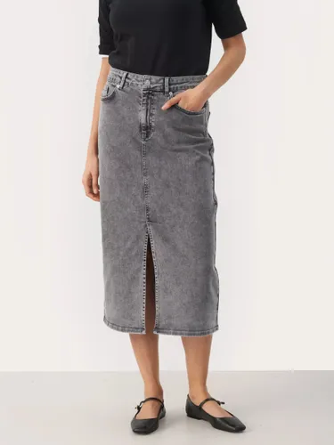 Part Two Dilin Classic Fit Midi Skirt - Grey Denim - Female