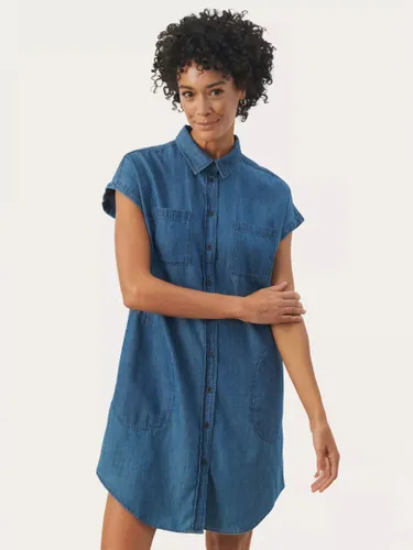 Part Two Ellena Short Sleeve Denim Shirt Dress, Medium Blue Denim - Medium Blue Denim - Female