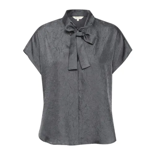 Part Two , Feminine Blouse with Short Sleeves and Tie Detail ,Gray female, Sizes: