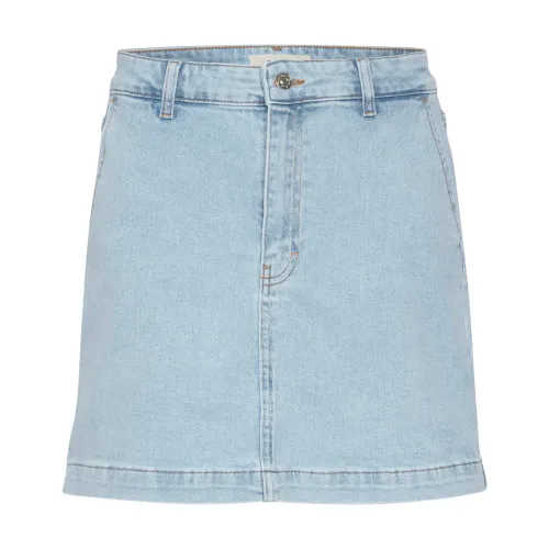 Part Two , Smart Denim Skirt with Pockets ,Blue female, Sizes: