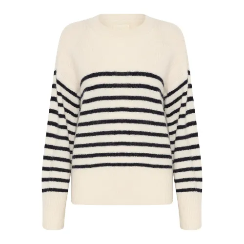 Part Two , Soft Knit Sweater with Stripes ,Beige female, Sizes:
