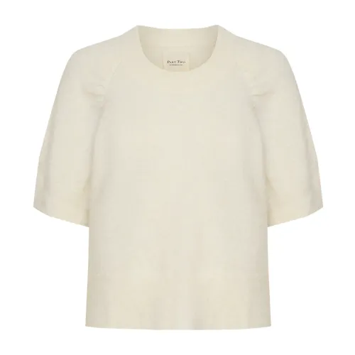 Part Two , Soft Knit with Short Sleeves and Round Neck ,Beige female, Sizes: