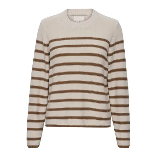 Part Two , Striped Knit Sweater - Carolynpw Pu Strik 30308062 ,Beige female, Sizes: