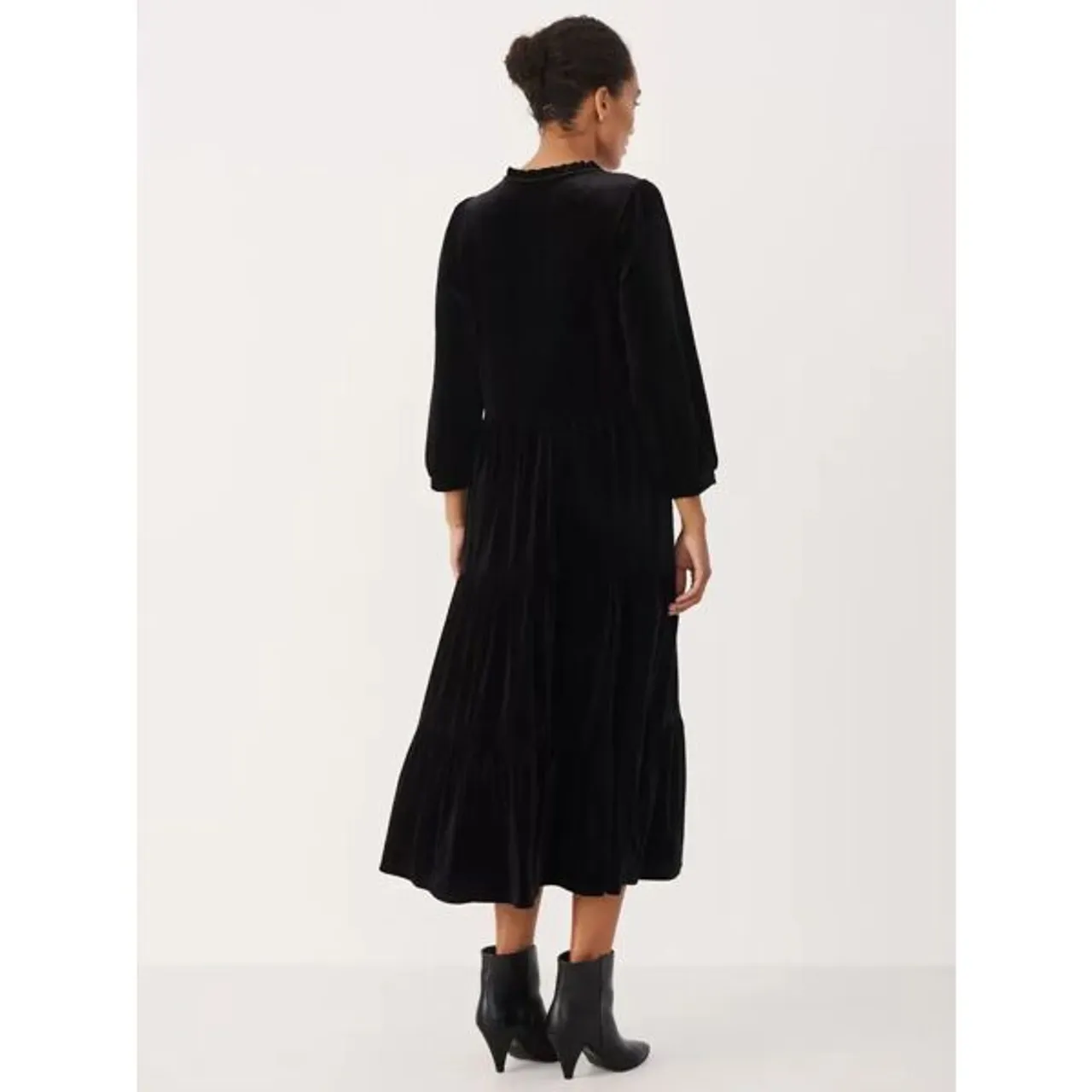 Part Two Viggasa Velvet 3/4 Sleeve Midi Dress - Black - Female