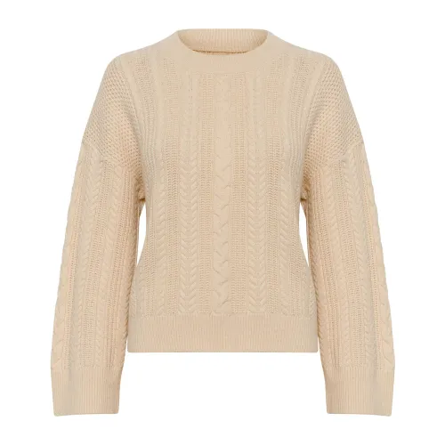 Part Two , Whitecap Gray Knit Sweater with Long Sleeves ,Beige female, Sizes: