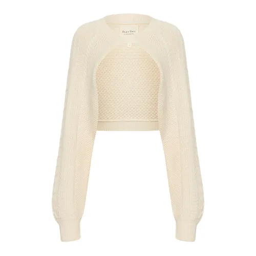 Part Two , Whitecap Gray Open Knit Sweater ,Beige female, Sizes: