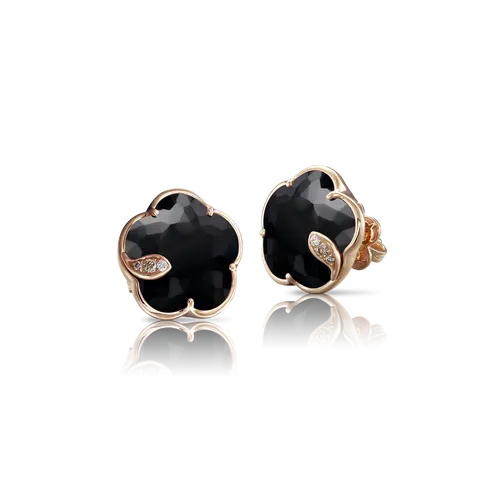 Pasquale Bruni Petit Joli 18ct Rose Gold Diamond Onyx Stud Earrings
