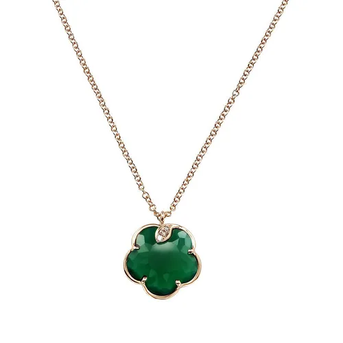 Pasquale Bruni Petit Joli 18ct Rose Gold White and Champagne Diamond Green Agate Necklace - Gold